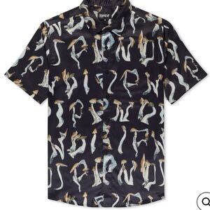 NWT RIPNDIP "Is This Real Life?" Mushroom Button-Up Shirt - Medium
